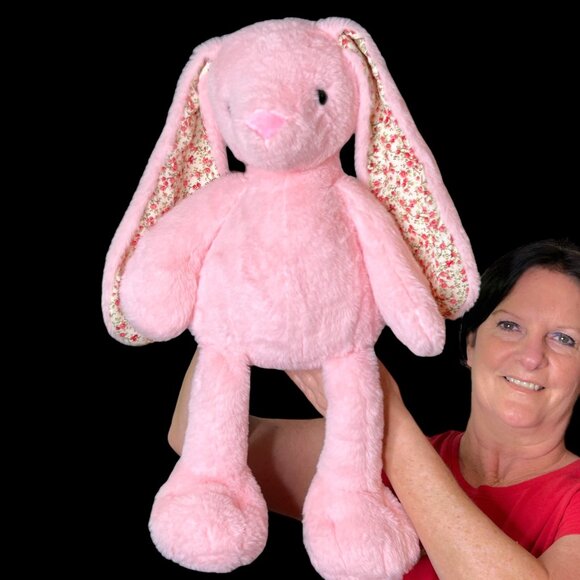 Kaisiyang Pink Bunny Rabbit (Large Floral 12" Ears) 22" Plush Stuffed Animal Toy - Picture 1 of 3